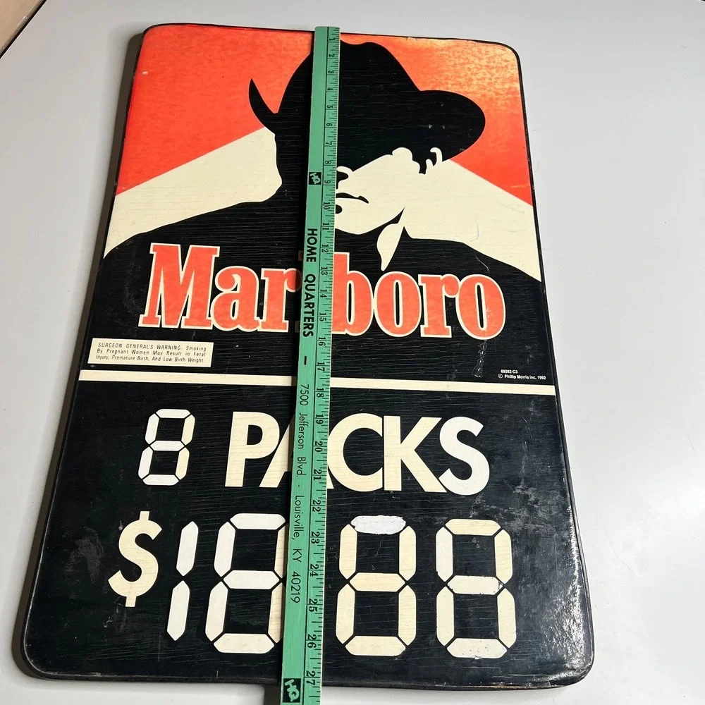 Vintage Marlboro Packs Store Price‎ Sign Philip Morris 1992 Display